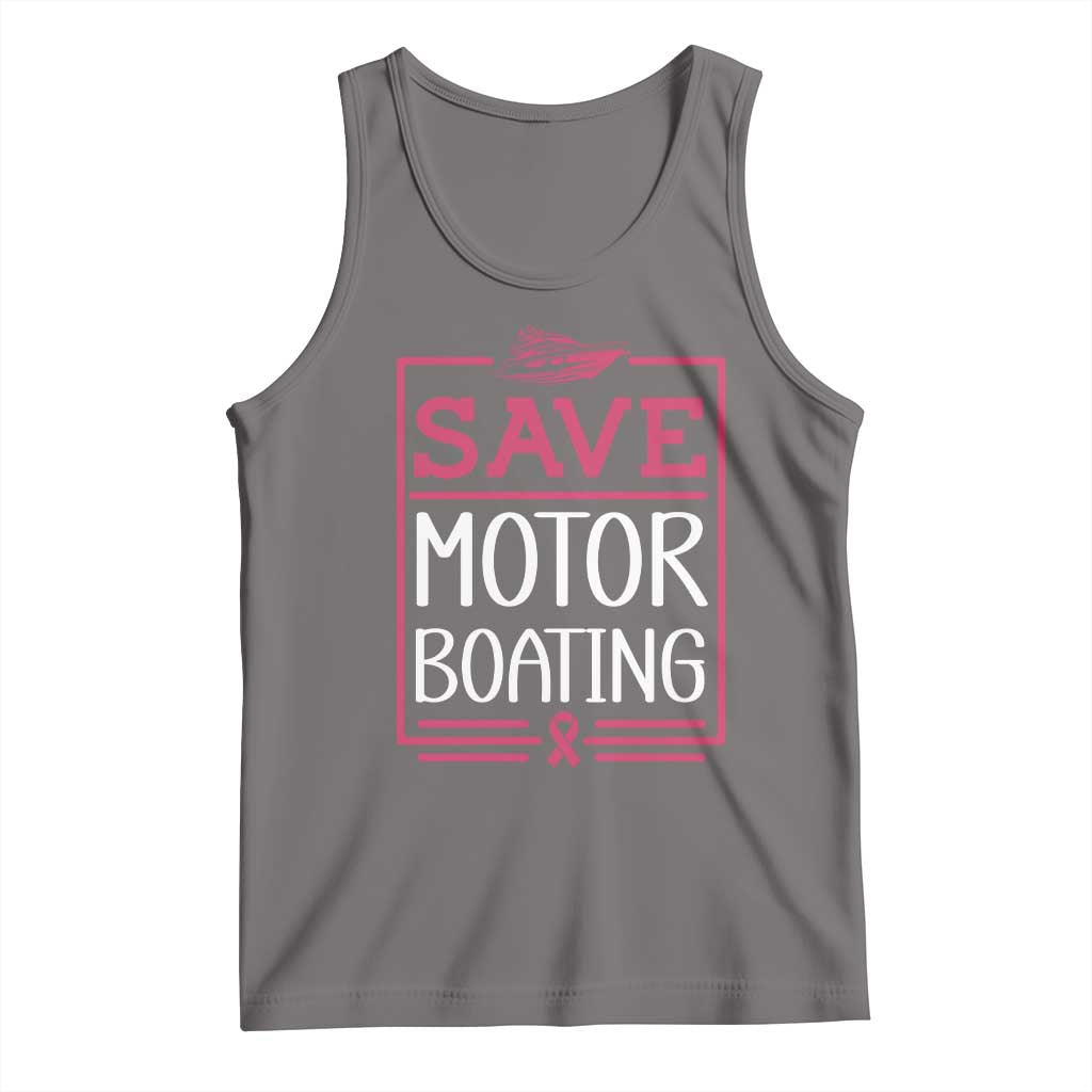 Funny Save Motor Boating Tank Top Beat Breast Cancer Pink Ribbon TS11 Deep Heather Print Your Wear