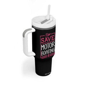 Funny Save Motor Boating Tumbler With Handle Beat Breast Cancer Pink Ribbon TS11 Print Your Wear