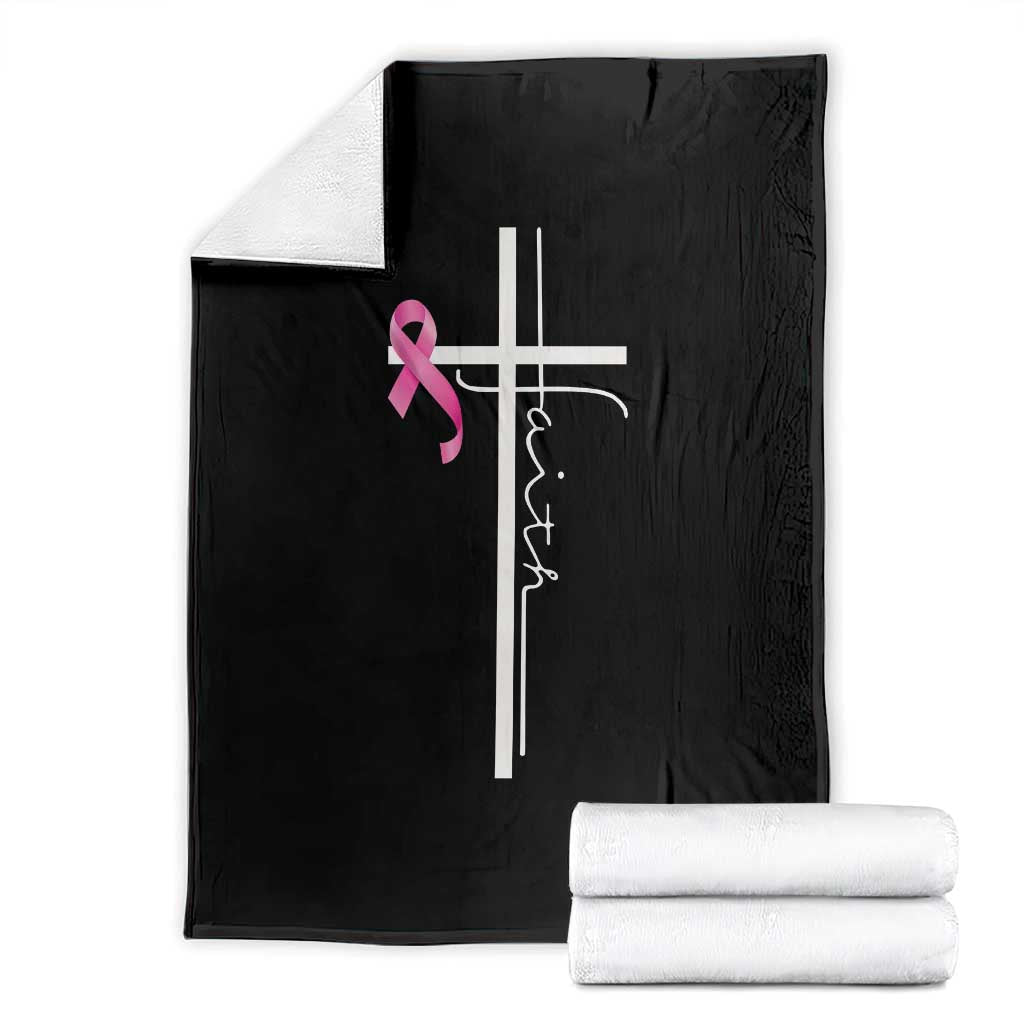 Christian Faith Breast Cancer Awareness Throw Blanket Pink Ribbon Christian Cross TS11 Black Print Your Wear