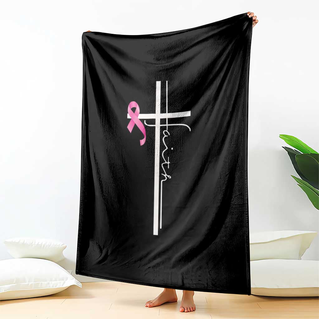 Christian Faith Breast Cancer Awareness Throw Blanket Pink Ribbon Christian Cross TS11 Print Your Wear