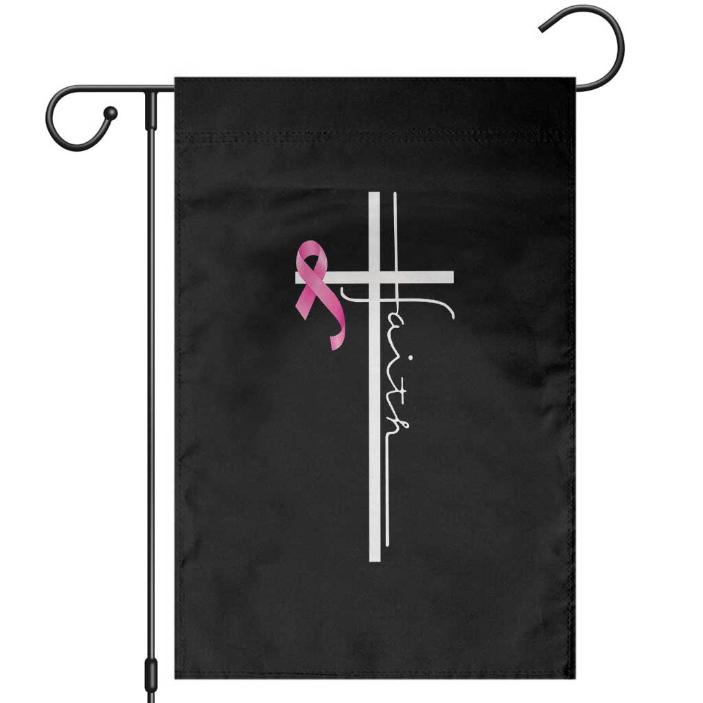 Christian Faith Breast Cancer Awareness Garden Flag Pink Ribbon Christian Cross TS11 Black Print Your Wear