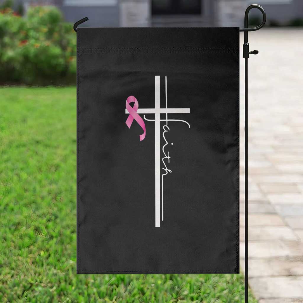 Christian Faith Breast Cancer Awareness Garden Flag Pink Ribbon Christian Cross TS11 Print Your Wear