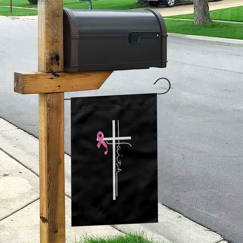Christian Faith Breast Cancer Awareness Garden Flag Pink Ribbon Christian Cross TS11 Print Your Wear
