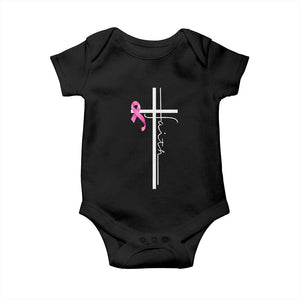 Christian Faith Breast Cancer Awareness Baby Onesie Pink Ribbon Christian Cross TS11 Black Print Your Wear