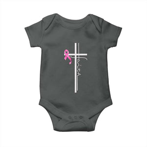 Christian Faith Breast Cancer Awareness Baby Onesie Pink Ribbon Christian Cross TS11 Dark Heather Print Your Wear
