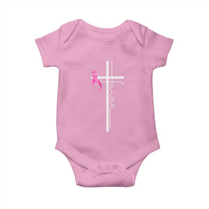 Christian Faith Breast Cancer Awareness Baby Onesie Pink Ribbon Christian Cross TS11 Light Pink Print Your Wear