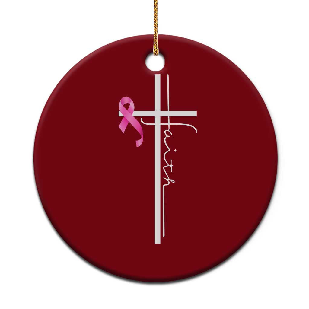 Christian Faith Breast Cancer Awareness Ceramic Ornament Pink Ribbon Christian Cross TS11 1pc Red Print Your Wear