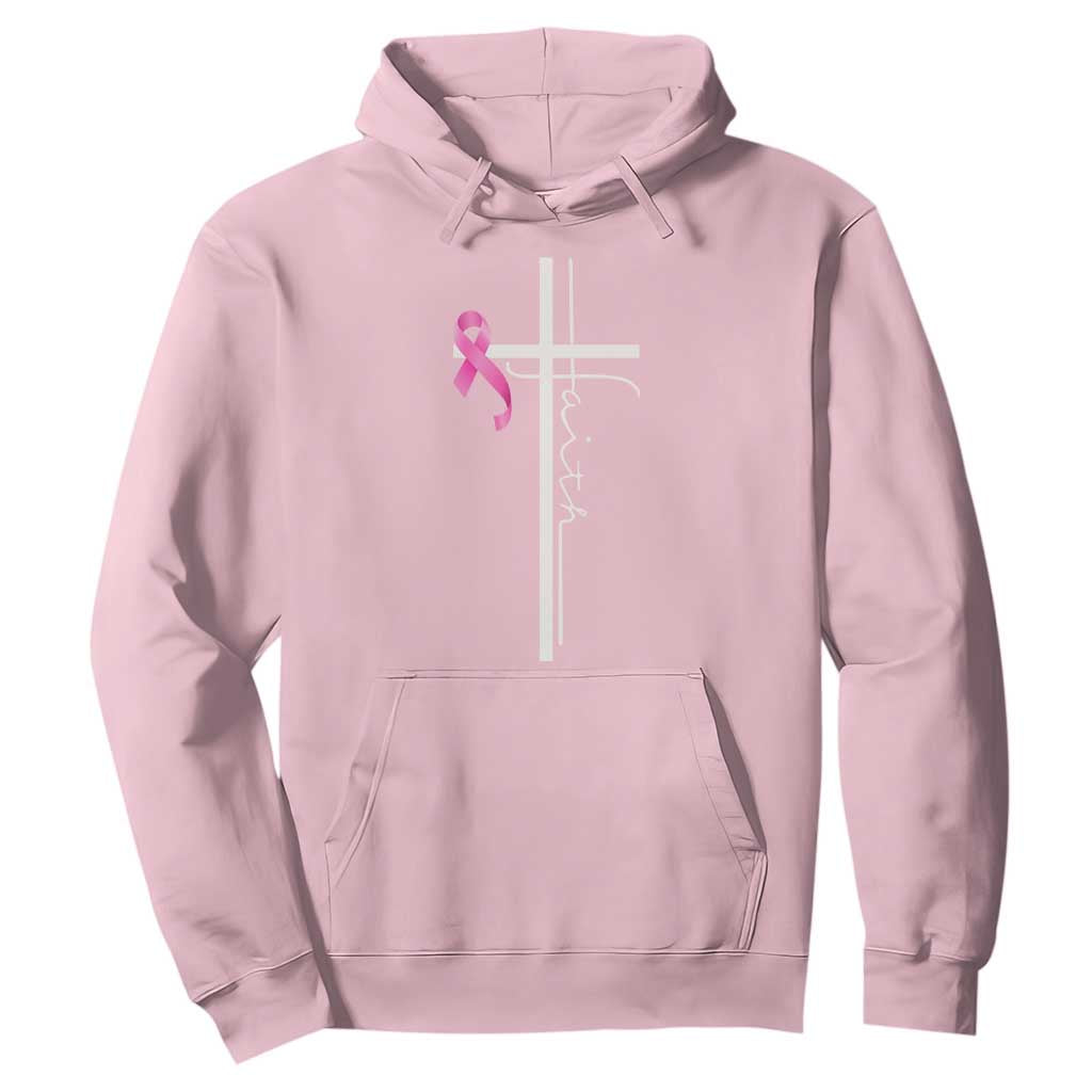 Christian Faith Breast Cancer Awareness Hoodie Pink Ribbon Christian Cross TS11 Light Pink Print Your Wear