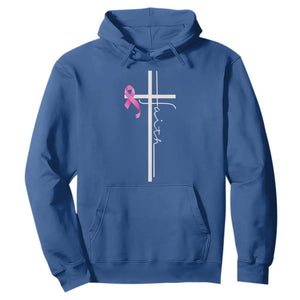 Christian Faith Breast Cancer Awareness Hoodie Pink Ribbon Christian Cross TS11 Royal Blue Print Your Wear