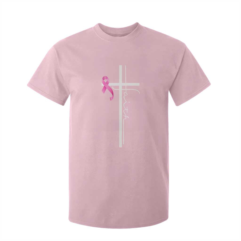 Christian Faith Breast Cancer Awareness T Shirt For Kid Pink Ribbon Christian Cross TS11 Light Pink Print Your Wear