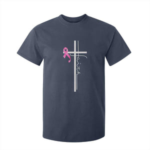 Christian Faith Breast Cancer Awareness T Shirt For Kid Pink Ribbon Christian Cross TS11 Navy Print Your Wear