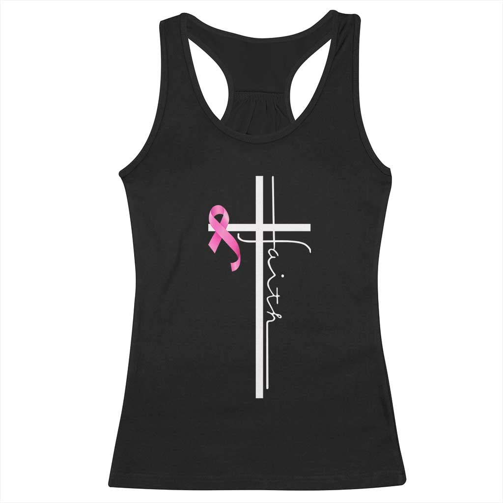 Christian Faith Breast Cancer Awareness Racerback Tank Top Pink Ribbon Christian Cross TS11 Black Print Your Wear