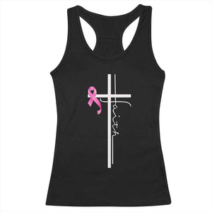 Christian Faith Breast Cancer Awareness Racerback Tank Top Pink Ribbon Christian Cross TS11 Black Print Your Wear
