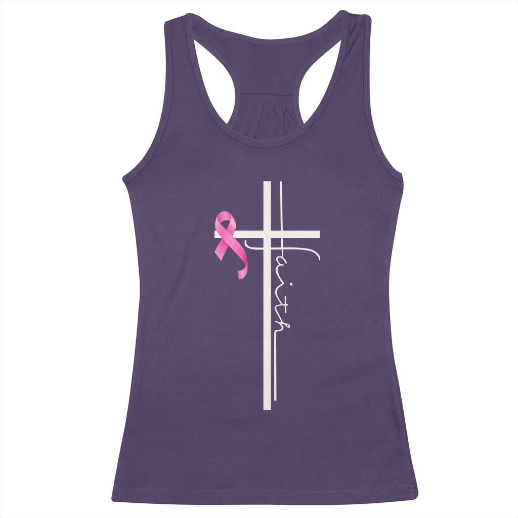 Christian Faith Breast Cancer Awareness Racerback Tank Top Pink Ribbon Christian Cross TS11 Purple Print Your Wear
