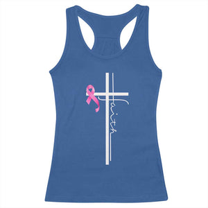 Christian Faith Breast Cancer Awareness Racerback Tank Top Pink Ribbon Christian Cross TS11 Royal Blue Print Your Wear