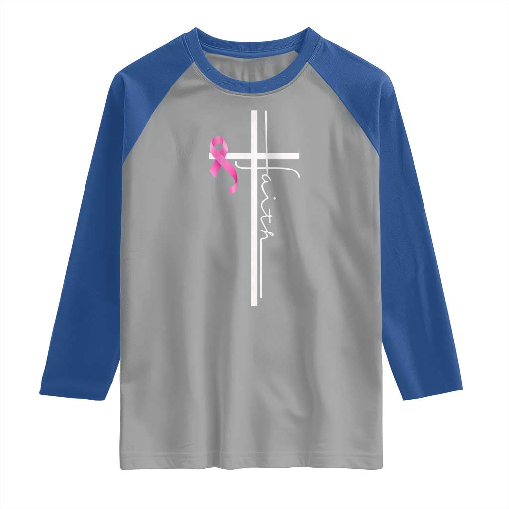 Christian Faith Breast Cancer Awareness Raglan Shirt Pink Ribbon Christian Cross TS11 Sport Gray Royal Print Your Wear