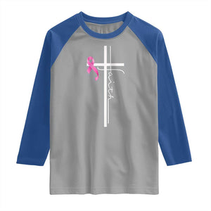 Christian Faith Breast Cancer Awareness Raglan Shirt Pink Ribbon Christian Cross TS11 Sport Gray Royal Print Your Wear