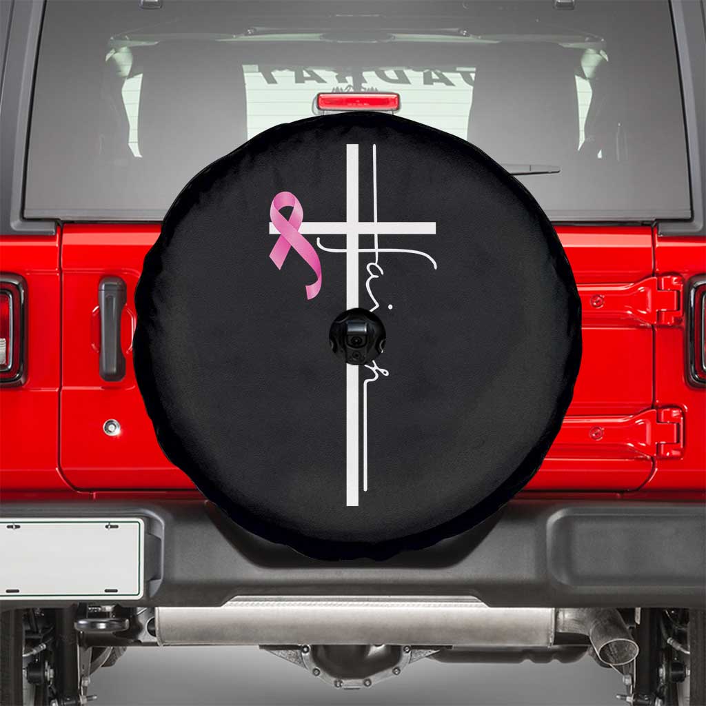 Christian Faith Breast Cancer Awareness Spare Tire Cover Pink Ribbon Christian Cross TS11 Black Print Your Wear