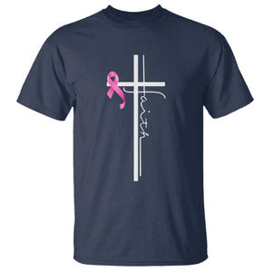 Christian Faith Breast Cancer Awareness T Shirt Pink Ribbon Christian Cross TS11 Navy Print Your Wear