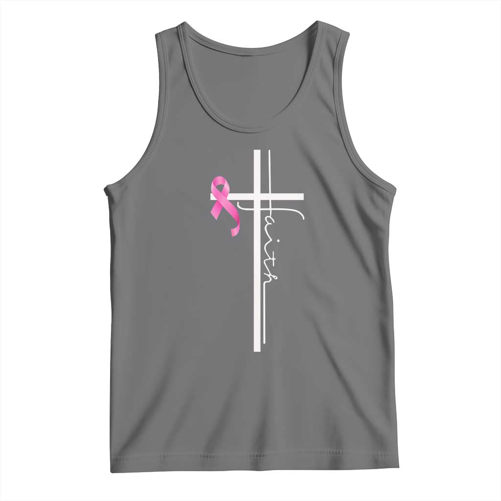 Christian Faith Breast Cancer Awareness Tank Top Pink Ribbon Christian Cross TS11 Black Heather Print Your Wear
