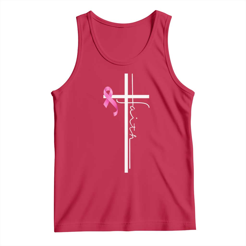 Christian Faith Breast Cancer Awareness Tank Top Pink Ribbon Christian Cross TS11 Red Print Your Wear