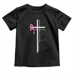 Christian Faith Breast Cancer Awareness Toddler T Shirt Pink Ribbon Christian Cross TS11 Black Print Your Wear