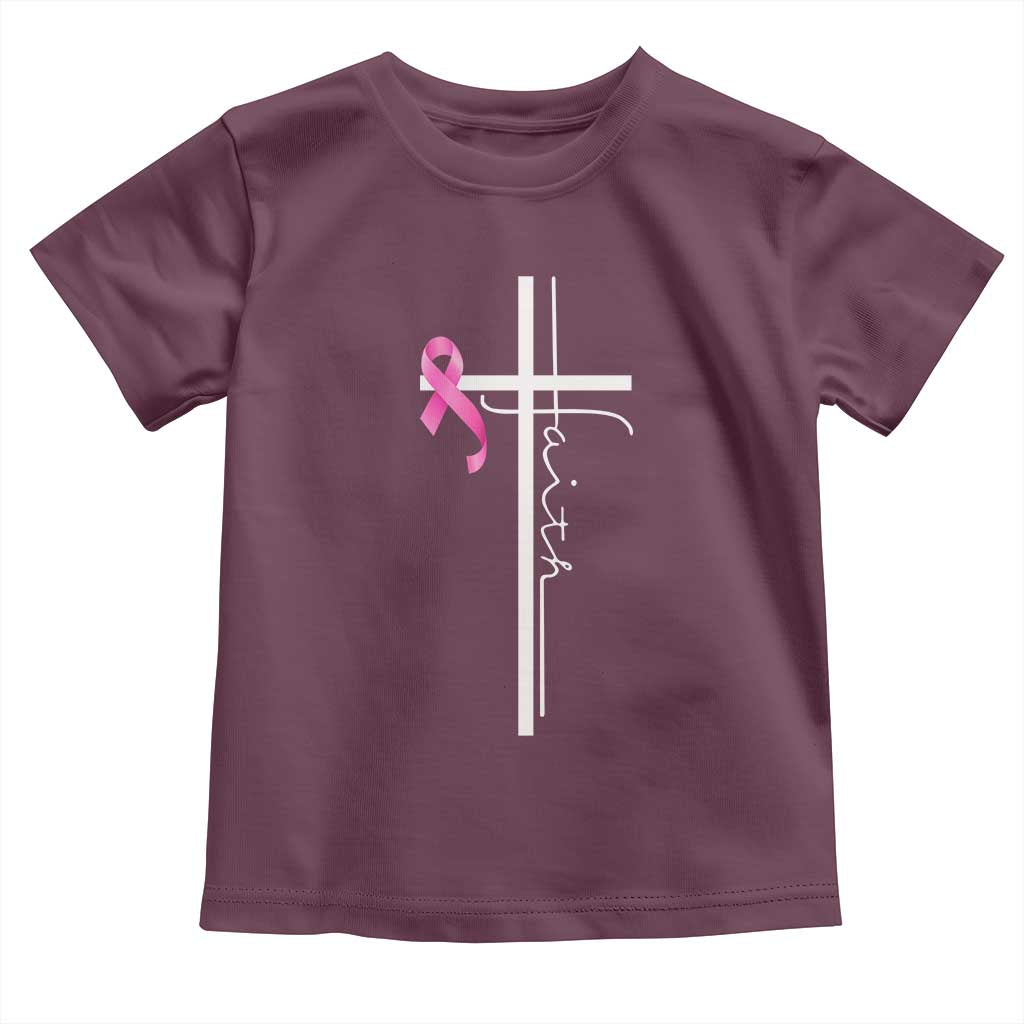 Christian Faith Breast Cancer Awareness Toddler T Shirt Pink Ribbon Christian Cross TS11 Maroon Print Your Wear
