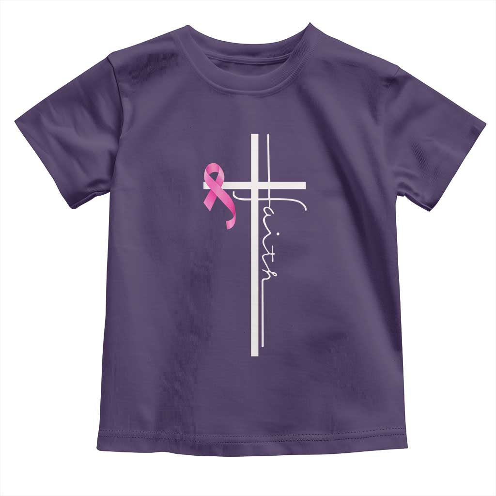 Christian Faith Breast Cancer Awareness Toddler T Shirt Pink Ribbon Christian Cross TS11 Purple Print Your Wear