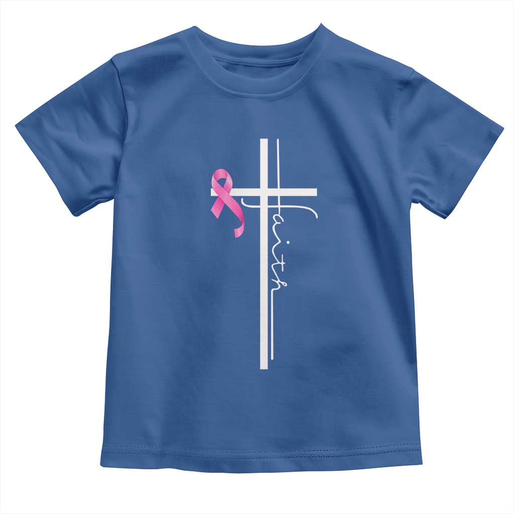 Christian Faith Breast Cancer Awareness Toddler T Shirt Pink Ribbon Christian Cross TS11 Royal Blue Print Your Wear