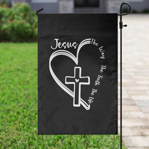 Jesus The Way The Truth The Life Garden Flag Christian Cross With Heart TS11 Print Your Wear