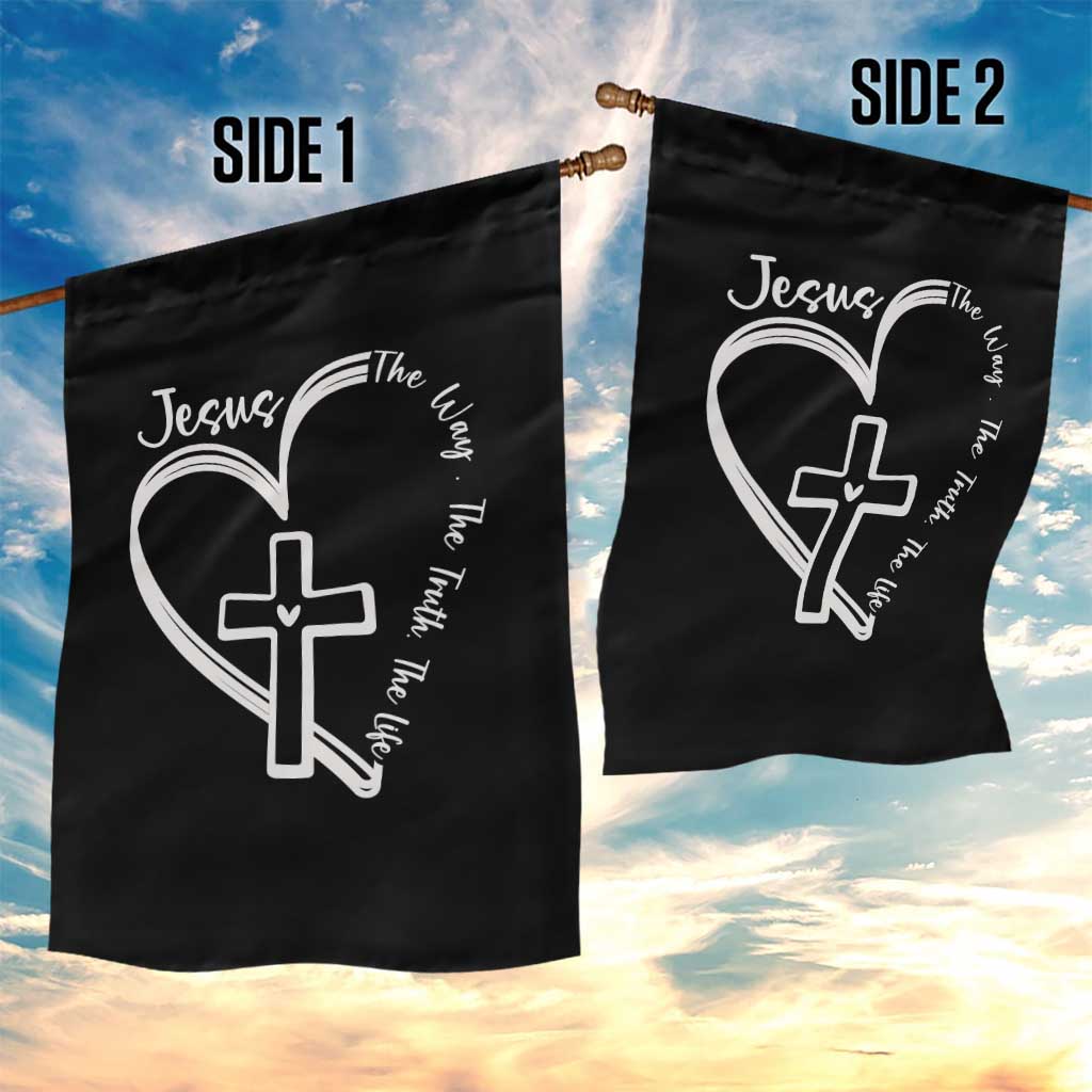 Jesus The Way The Truth The Life Garden Flag Christian Cross With Heart TS11 Print Your Wear