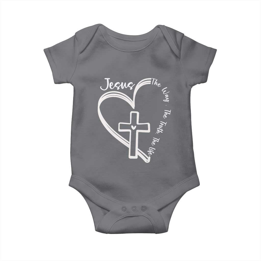 Jesus The Way The Truth The Life Baby Onesie Christian Cross With Heart TS11 Charcoal Print Your Wear