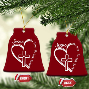 Jesus The Way The Truth The Life Ceramic Ornament Christian Cross With Heart TS11 Print Your Wear