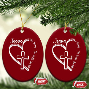 Jesus The Way The Truth The Life Ceramic Ornament Christian Cross With Heart TS11 Print Your Wear
