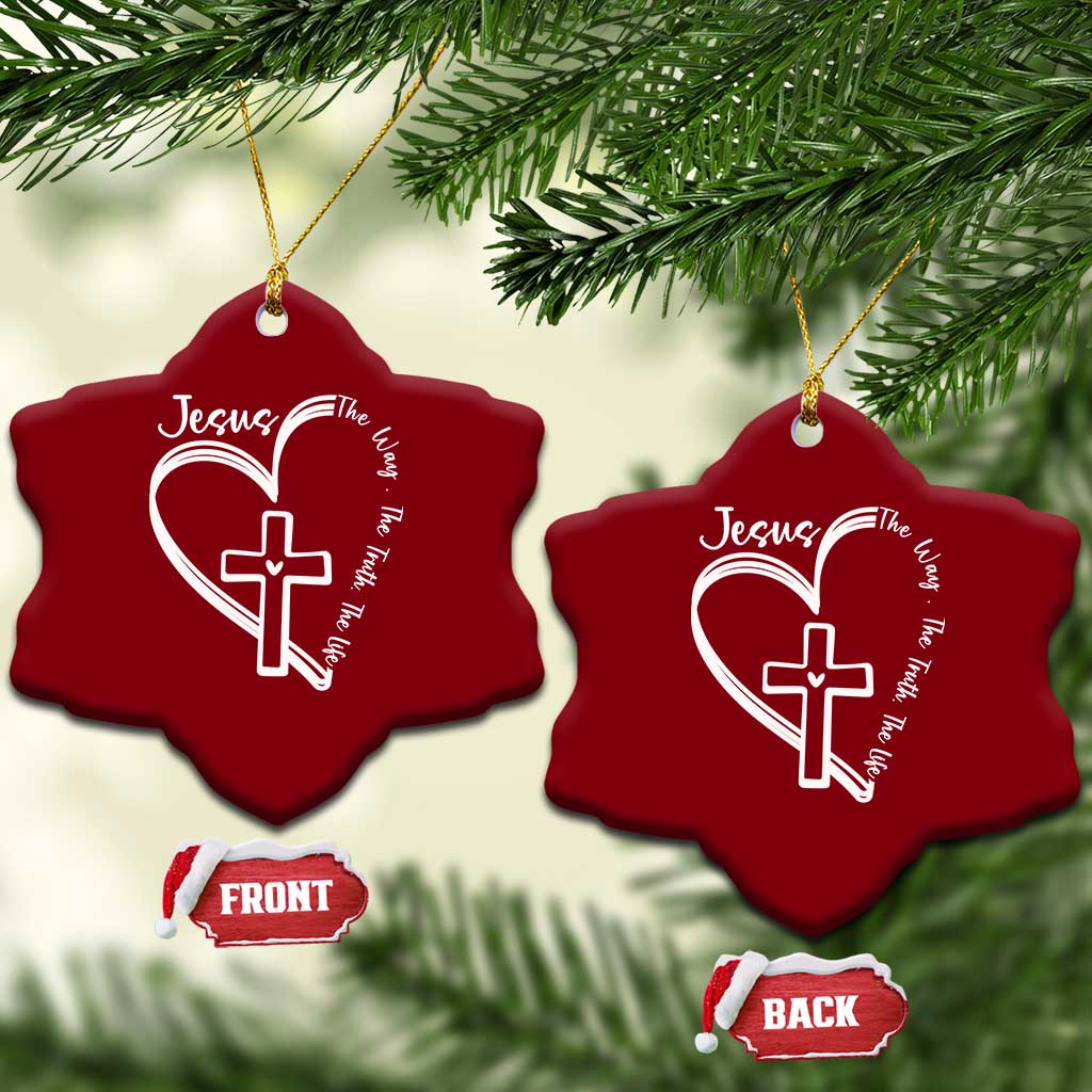 Jesus The Way The Truth The Life Ceramic Ornament Christian Cross With Heart TS11 Print Your Wear