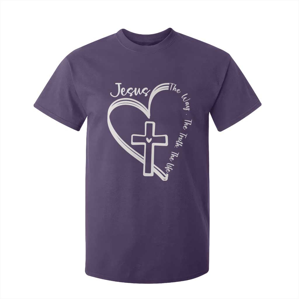 Jesus The Way The Truth The Life T Shirt For Kid Christian Cross With Heart TS11 Purple Print Your Wear