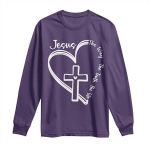 Jesus The Way The Truth The Life Long Sleeve Shirt Christian Cross With Heart TS11 Purple Print Your Wear