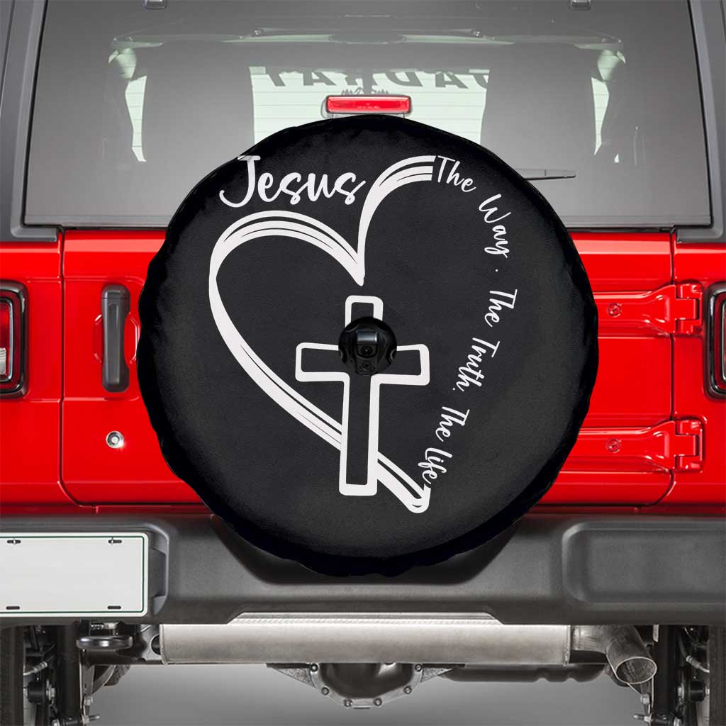 Jesus The Way The Truth The Life Spare Tire Cover Christian Cross With Heart TS11 Black Print Your Wear