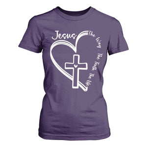 Jesus The Way The Truth The Life T Shirt For Women Christian Cross With Heart TS11 Purple Print Your Wear