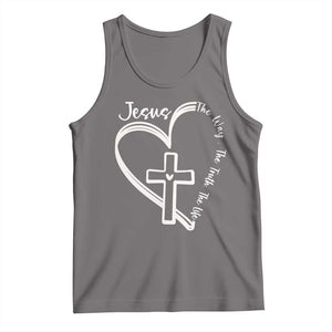 Jesus The Way The Truth The Life Tank Top Christian Cross With Heart TS11 Deep Heather Print Your Wear
