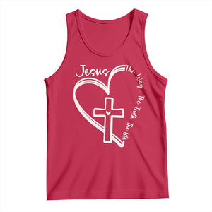 Jesus The Way The Truth The Life Tank Top Christian Cross With Heart TS11 Red Print Your Wear