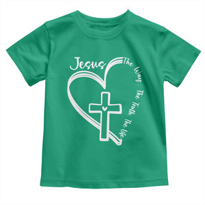 Jesus The Way The Truth The Life Toddler T Shirt Christian Cross With Heart TS11 Irish Green Print Your Wear