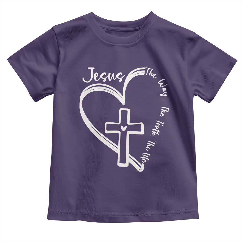 Jesus The Way The Truth The Life Toddler T Shirt Christian Cross With Heart TS11 Purple Print Your Wear