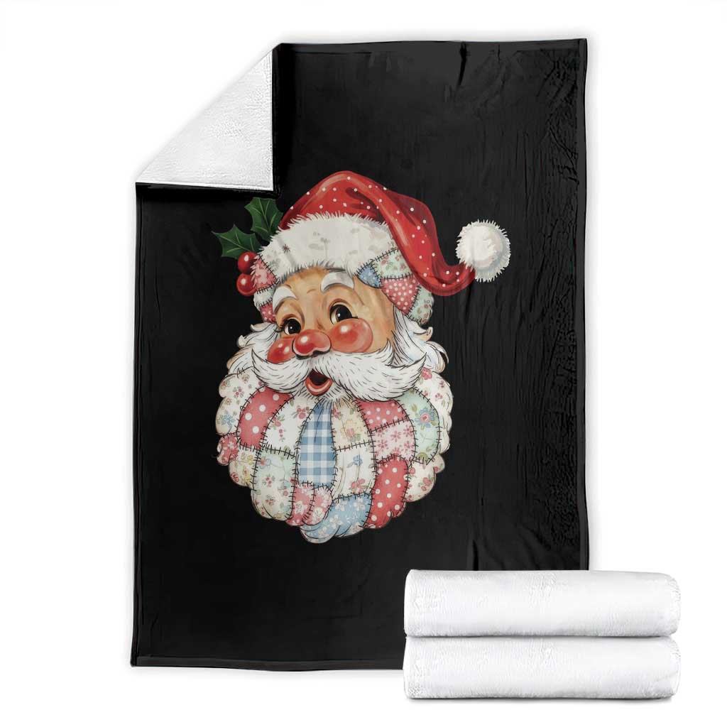Vintage Retro Patchwork Santa Xmas Throw Blanket Merry Christmas Holiday TS11 Black Print Your Wear