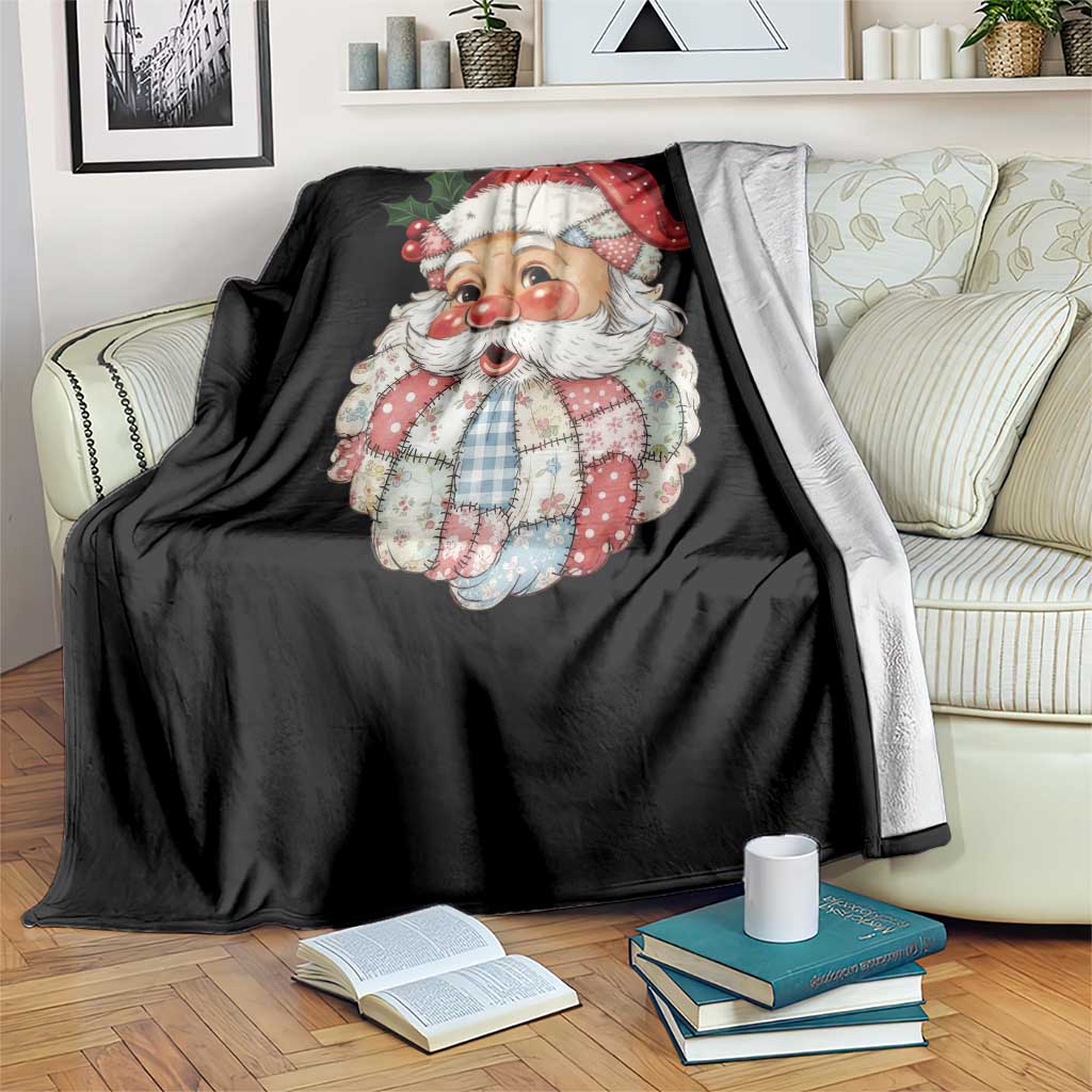 Vintage Retro Patchwork Santa Xmas Throw Blanket Merry Christmas Holiday TS11 Print Your Wear