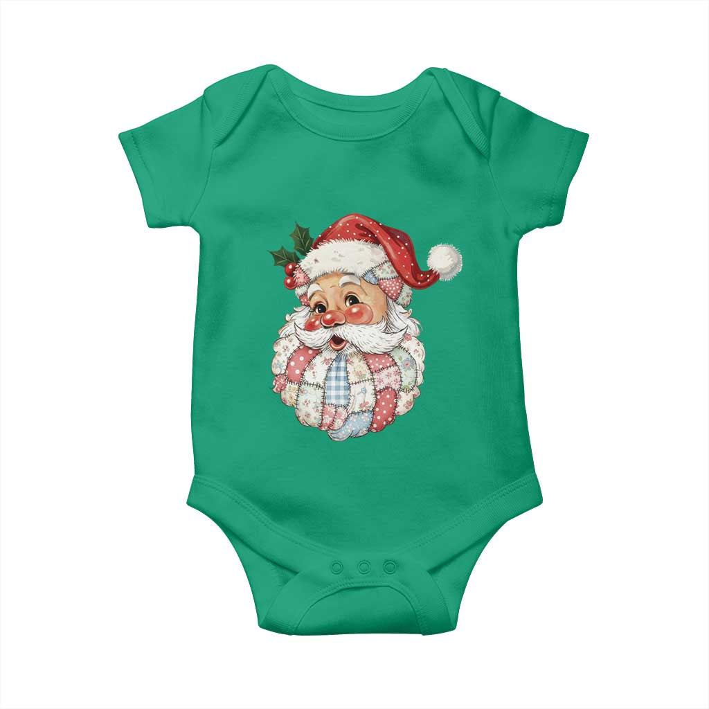 Vintage Retro Patchwork Santa Xmas Baby Onesie Merry Christmas Holiday TS11 Irish Green Print Your Wear