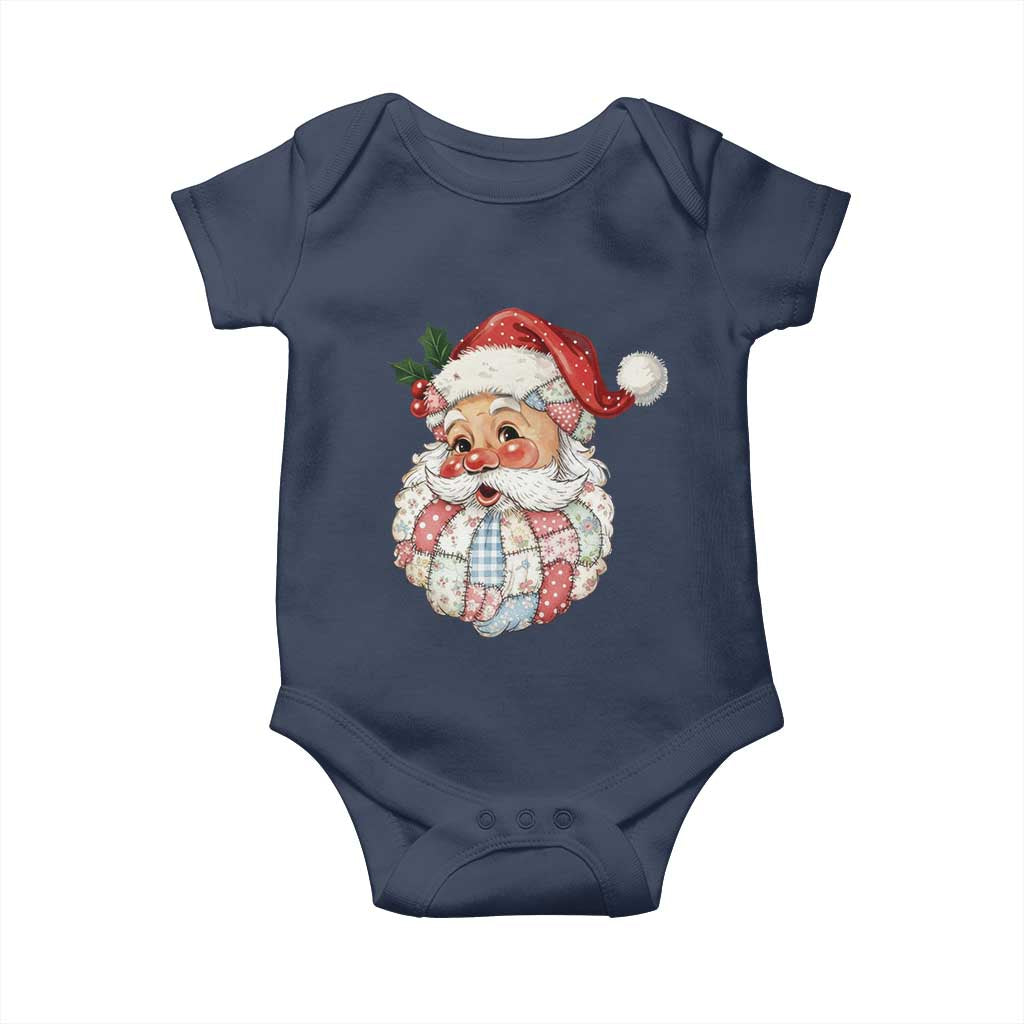 Vintage Retro Patchwork Santa Xmas Baby Onesie Merry Christmas Holiday TS11 Navy Print Your Wear