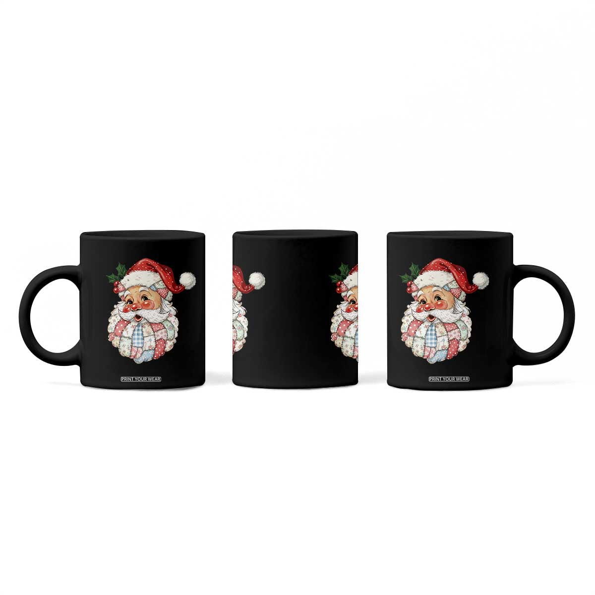 Vintage Retro Patchwork Santa Xmas Coffee Mug Merry Christmas Holiday TS11 Print Your Wear