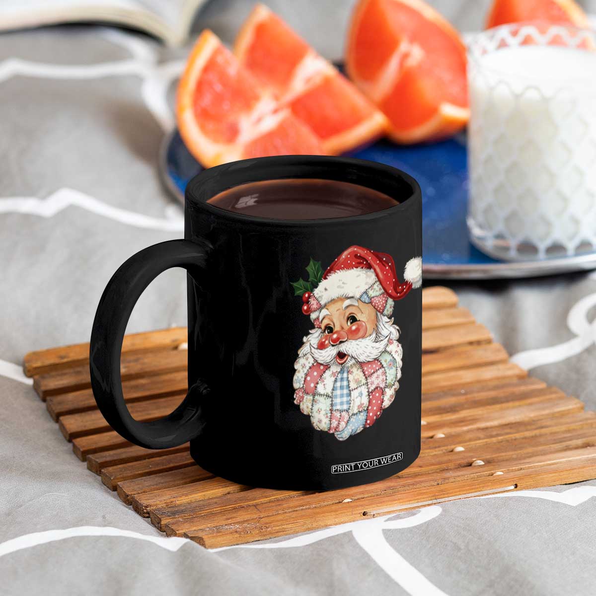 Vintage Retro Patchwork Santa Xmas Coffee Mug Merry Christmas Holiday TS11 Print Your Wear
