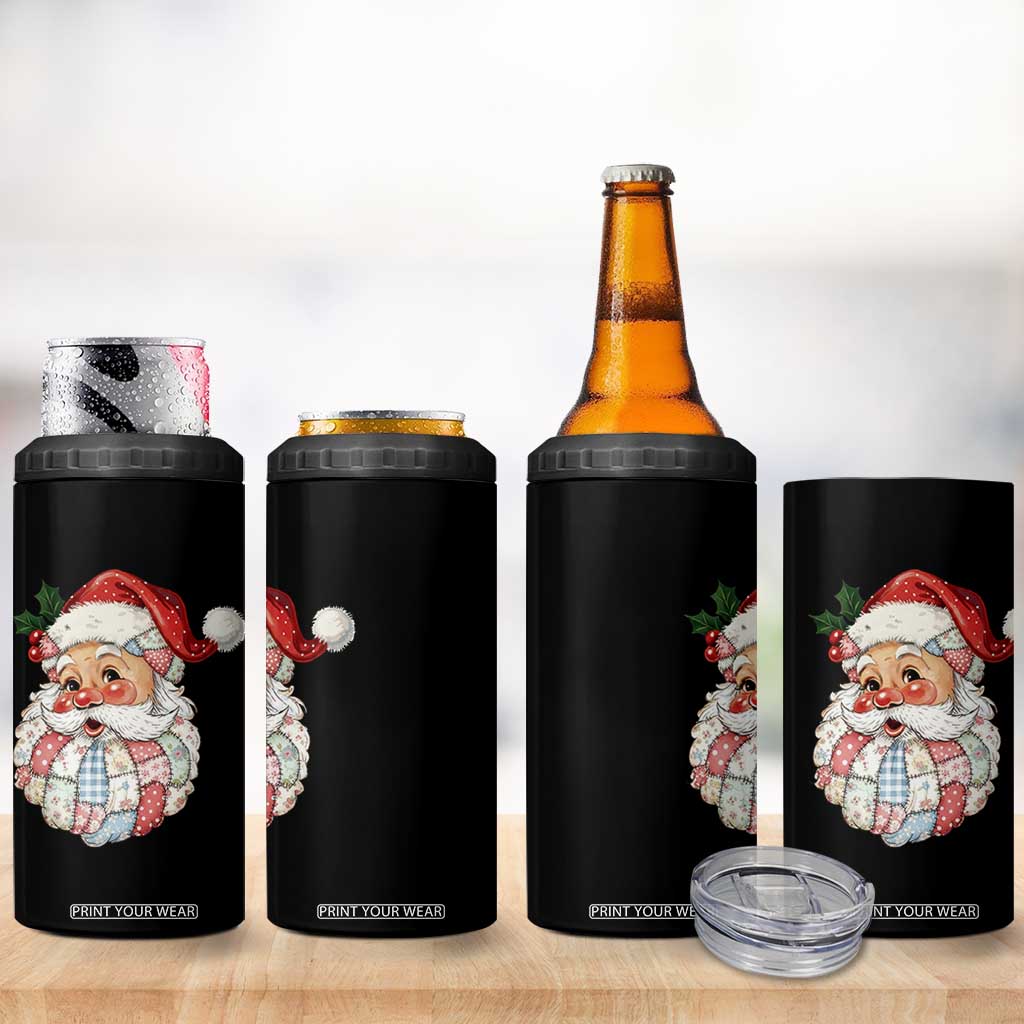 Vintage Retro Patchwork Santa Xmas 4 in 1 Can Cooler Tumbler Merry Christmas Holiday TS11 Print Your Wear